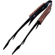 UG-3321 [BBQトング 黒鹿トング 25cm アミ交換用フック ステンレス製 ふっ素樹脂加工 ウッドグリップ ブラック]