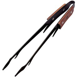 UG-3322 [BBQトング 黒鹿トング 30cm アミ交換用フック ステンレス製 ふっ素樹脂加工 ウッドグリップ ブラック]