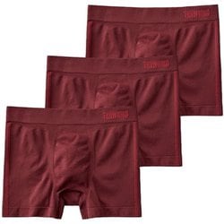 3D-Boxer 綿混 ボクサーパンツ（前とじ）サイドライン ダークレッド L 3枚組 BWS852FY