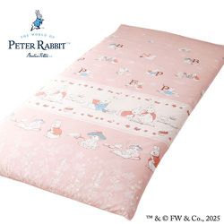 ピーターラビット（TM） 敷きふとんカバー 「リトルブック」 コーラルピンク 約105×215cm シングルロング ピーチスキン加工 速乾 シワになりにくい お手入れ簡単 洗える PR132009-16