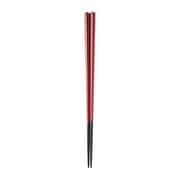 G-64710 [日本製 漆塗 箸 黒檀 七角 漆塗分 21.5cm 朱]