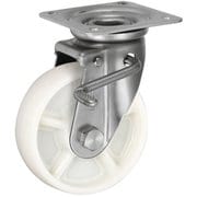 UKAI ステンレス製キャスター ストッパー付旋回(自在)金具 JABタイプ ナイロン 車輪径200mm PBDJAB-200