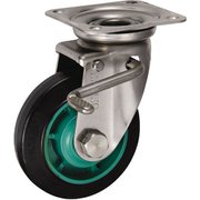 UKAI ステンレス製キャスター ストッパー付旋回(自在)金具 JABタイプ ゴム 車輪径130mm PNAJAB-130