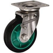 UKAI ステンレス製キャスター ストッパー付旋回(自在)金具 JABタイプ ゴム 車輪径150mm PNAJAB-150