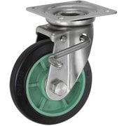 UKAI ステンレス製キャスター ストッパー付旋回(自在)金具 JABタイプ ゴム 車輪径150mm PNDJAB-150