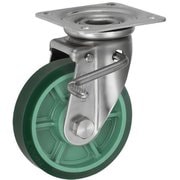 UKAI ステンレス製キャスター ストッパー付旋回(自在)金具 JABタイプ ウレタンゴム 車輪径150mm PNUDJAB-150