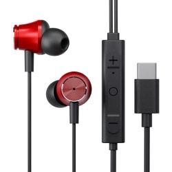 アクティブノイズキャンセリング搭載 USB Type-Cコネクタ ステレオイヤホン レッド PG-SECE5RD3