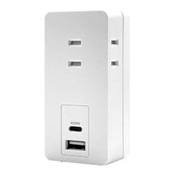 充電器+ACアダプター USBポート Type-C×1 USB-A×1 パワーデリバリー対応20W USB-A15W コンセント×3 R3ACCA20W01WH