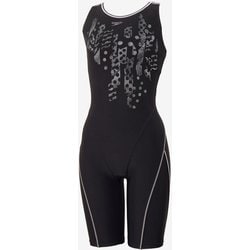 クラッシュドットルースンニースキン レディース 水着 ブラック×シルバー(KV) Lサイズ SFW12563