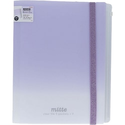 [限定] ゴムバンド付クリアファイル 5P+ファスナーポケット mitte グレープソーダ S2174634