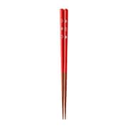 G-64818 [螺鈿 三連菱 赤 21.5cm 箸 食洗機可 日本製]