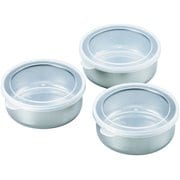 フタ付ステンレス製丸型容器 3個セット CMY-03