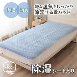 除湿シート入り 敷パッド シングル ペールブルー タオル地 綿パイル 湿気対策 消臭 オールシーズン 洗濯機OK 洗える JSP100205-76