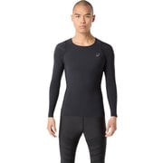 MOTION MUSCLE SUPPORT スタビリティ長袖インナーシャツ + メンズ ランニングウェア シャツ パフォーマンスブラック（001） Mサイズ 2011D269