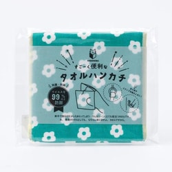 PB-2211173143 [NEKONOBA すごーく便利なタオルハンカチ ボーダー お花/グリーン]