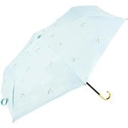 折りたたみ傘 完全遮光 晴雨兼用 J字ハンドル 50cm 手開き式 プティリボン サックス B-095722