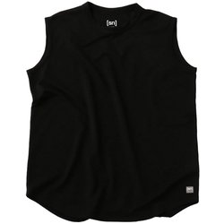 メッシュアクティブスリーブレス ユニセックス ランニングウェア シャツ Black（J072） Sサイズ SNUJ10100
