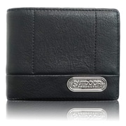 ロゴプレート ステッチワーク 二つ折財布 BLACK 22469124