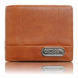 ロゴプレート ステッチワーク 二つ折財布 BROWN 22469124