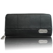 ロゴプレート ステッチワーク ラウンドジップ 長財布 BLACK 22469125