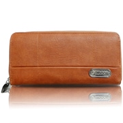 ロゴプレート ステッチワーク ラウンドジップ 長財布 BROWN 22469125