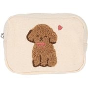 BG0066-2A [アニマルサガラ刺繍ポーチ プードル/アイボリー]