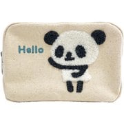 BG0066-5A [アニマルサガラ刺繍ポーチ Helloパンダ/アイボリー]
