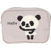 BG0066-5B [アニマルサガラ刺繍ポーチ Helloパンダ/グレー]