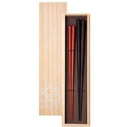 正八箸 黒檀・サティーネ 八角 23.5cm/22cm 漆塗 日本製 ギフトセット 桐箱入 G-12192