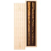 京都 清水銘竹 図面 八角拭漆 箸ペア 24cm 漆塗 日本製 ギフトセット 桐箱入 S-12176