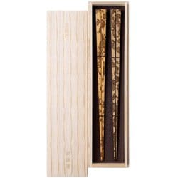 京都 清水銘竹 図面 四角拭漆 箸ペア 24cm 漆塗 日本製 ギフトセット 桐箱入 S-12178