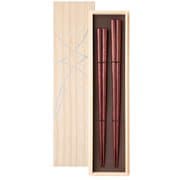 七角拭漆 パープルハート 桐箱入 ペア 23.5cm/22cm 箸 日本製 ギフトセット G-12185