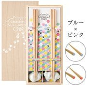 GOROGORONYAN cat chopsticks 箸置付ペアギフト ブルー×ピンク 箸 23cm 日本製 猫の形の箸 ギフトセット 桐箱入 S-82070