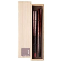 漆螺鈿WAKASA 六角 ペアセット 箸 23cm/22cm 漆塗 日本製 食洗機可 ギフトセット 桐箱入 S-12212