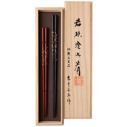 桐箱夫婦 純金古代若狭 23.5cm/20.5cm 漆塗 日本製 ペアセット ギフトセット 桐箱入 G-12145