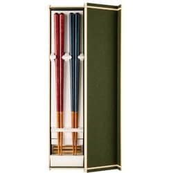 草木染の箸 青×赤ペアセット 23cm 食洗機可 日本製 ギフトセット S-82034