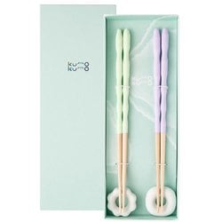 kumokumo gift ライトパープル・パステルターコイズ 箸置付 箸23cm 食洗機可 日本製 ギフトセット S-82063