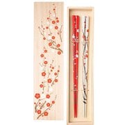 Rimpa 紅白梅箱入り 23cm 箸 食洗機可 日本製 桐箱入 ギフトセット S-82007