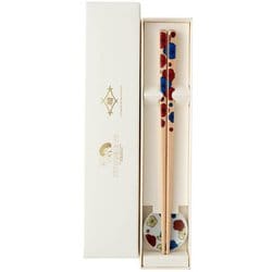 お花の箸・梅 箸置付 22.5cm 食洗機可 日本製 箸置九谷焼 ギフトセット S-96008