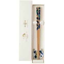 お花の箸・竹 箸置付 22.5cm 食洗機可 日本製 箸置九谷焼 ギフトセット S-96012