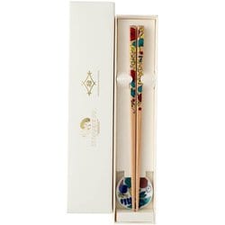 お花の箸・五趣 箸置付 22.5cm 食洗機可 日本製 箸置九谷焼 ギフトセット S-96013