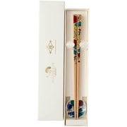 お花の箸・五趣 箸置付 22.5cm 食洗機可 日本製 箸置九谷焼 ギフトセット S-96013