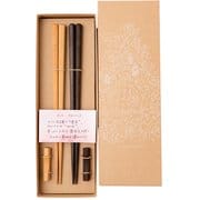 箸 ナチュラルウッド さくら・ウォルナット 箸22.5cm 箸置付 日本製 ギフトセット S-82020