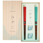 海の音 波のきらめきペア 落雁貝箸置付 箸22.5cm 食洗機可 日本製 ギフトセット 桐箱入 S-12208