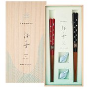 海の音 貝しおりペア 落雁貝箸置付 箸23cm/21cm 食洗機可 日本製 ギフトセット 桐箱入 S-12210