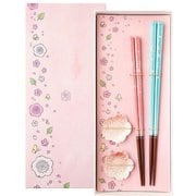 桜ひさごペア 清水焼箸置付 箸23cm/21cm 食洗機可 日本製 ギフトセット S-82030
