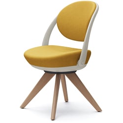 Parabel（パラベル） オフィスチェア スタンダードタイプ 木4本脚ナチュラル ライトグレージュボディ イエロー 完成品 受注生産品 8CBAYL FXW7
