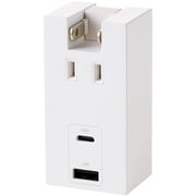 電源タップ 直挿タイプ AC×1/USB-C×1/USB-A×1 雷ガード ほこり防止シャッター 絶縁キャップ PSE適合 ホワイト T-U06-1ACWH