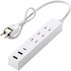 電源タップ 0.5m AC×3/USB-C×1/USB-A×2 雷ガード ほこり防止シャッター 絶縁キャップ PSE適合 ホワイト T-U08-3A2C05WH