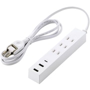 電源タップ 1.5m AC×3/USB-C×1/USB-A×2 雷ガード ほこり防止シャッター 絶縁キャップ PSE適合 ホワイト T-U08-3A2C15WH